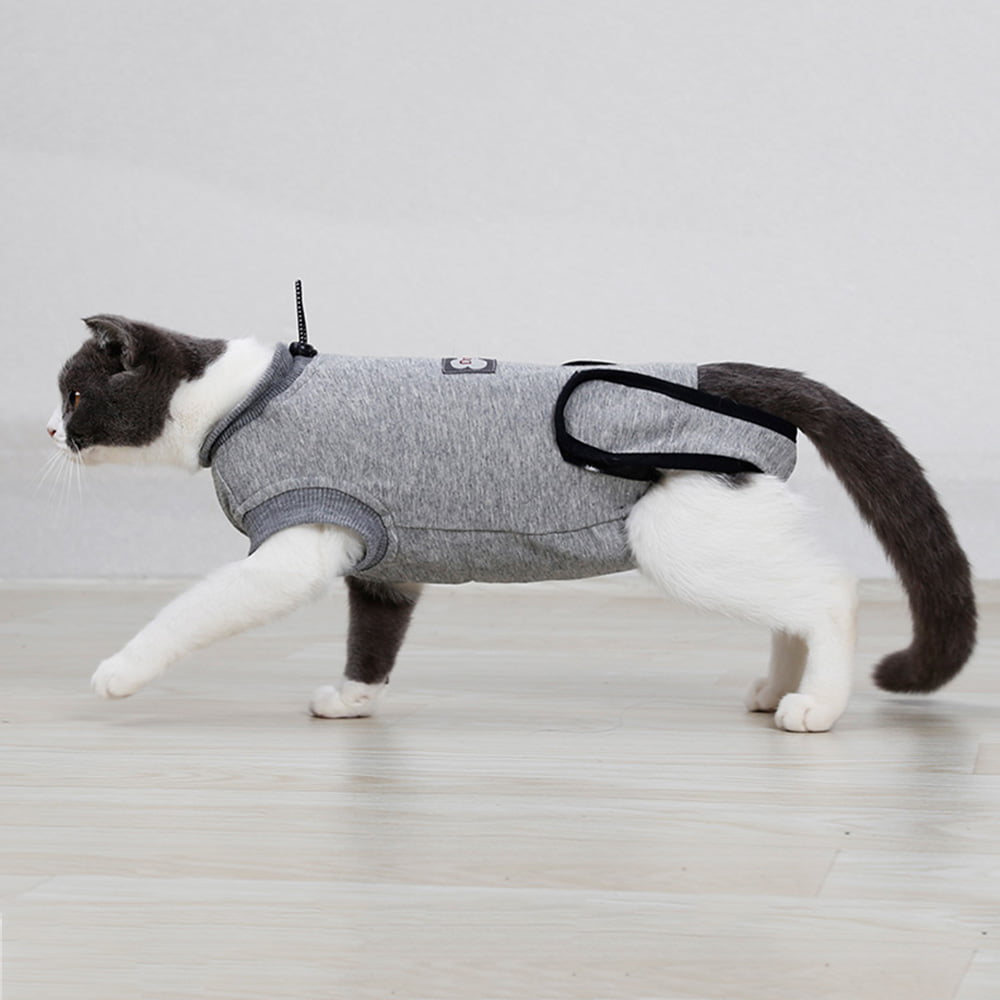 Nicedier-Tech Pet Recovery Suit After Surgery Cats Dogs Clothes Cat Lick Proof Scratch Prevention Operation Recovery Suit Pet Bandage Clothes Grey M